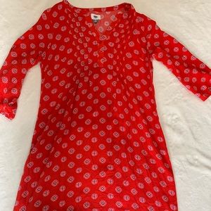 Red dress with flower print
